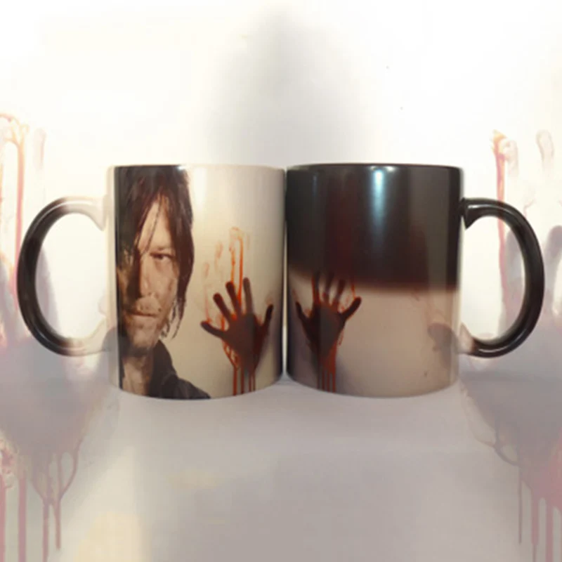Walking Dead кружка 350 мл Цвет изменение сохраняющая тепло керамика Кофе кружки подарки сюрпризы Magic Чай чашка кружки окровавленные руки - Цвет: Style 3