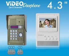 

ZHUDELE New product ,top quality 4.3"color video door phone, CCD camera with ID card or password unlock (1 to 1)