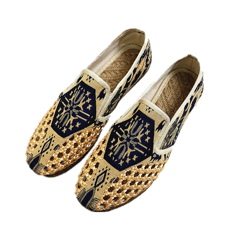 

Folk style hollow straw shoes summer breathable shoes sneakers China wind canvas shoes zapatillas mujer shoes women