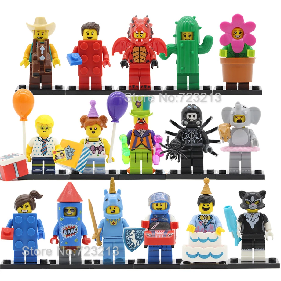 

Single Fun Figure Dragon Unicorn Cactus Man Cake Balloon Boy Flowerpot Firework Girl Building Blocks Sets Models Bricks Toys