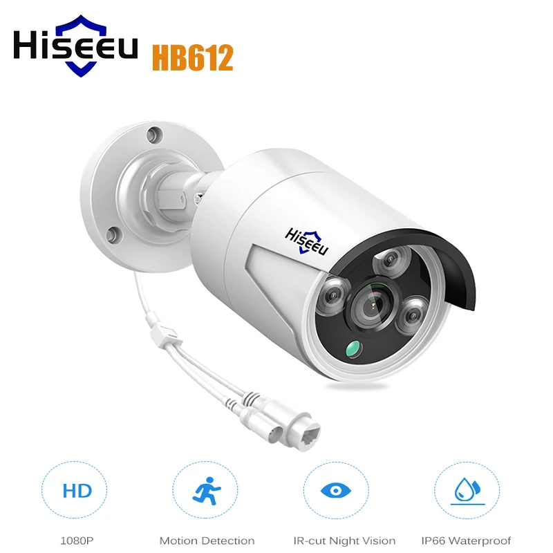 

Hiseeu HB612 1080P 2MP 3.6mm POE Mini Bullet IP Camera ONVIF P2P IP66 Waterproof Outdoor IR CUT Motion Detection Night Vision