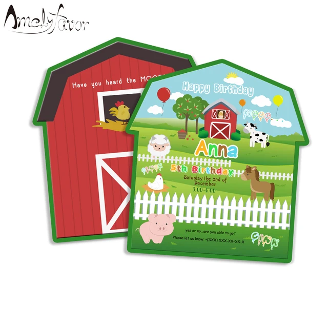 aliexpress com buy farm animals invitations card farm birthday