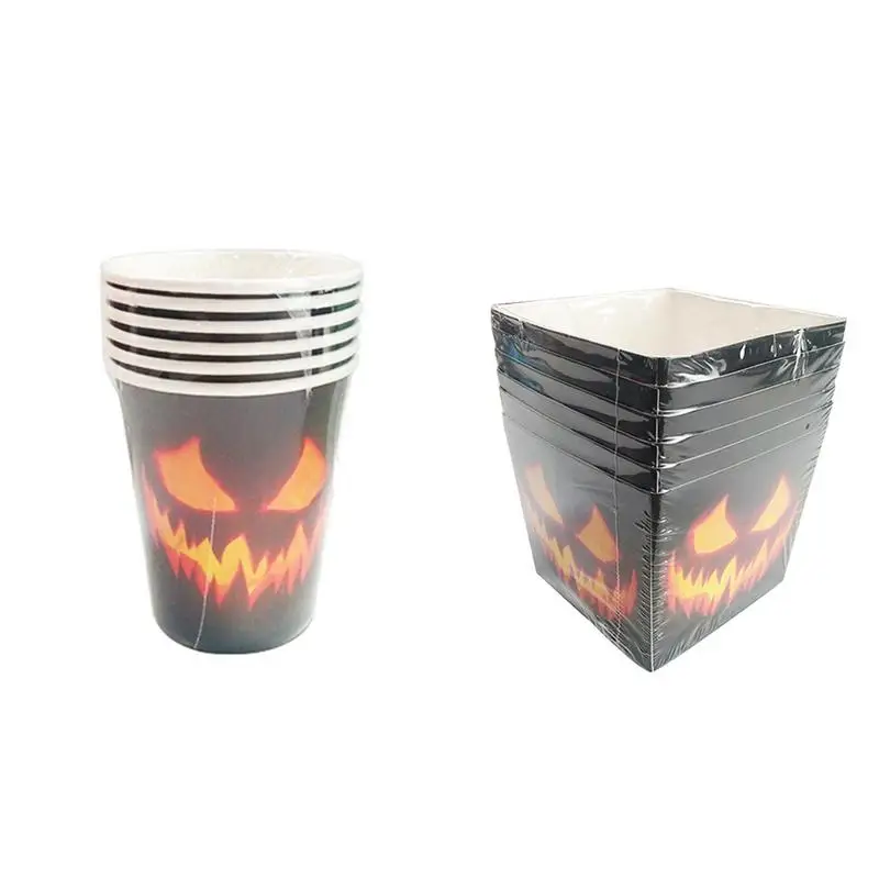 2018 Новинка Хэллоуин Вечеринка одноразовые черное пламя Тыква шаблон бумажный