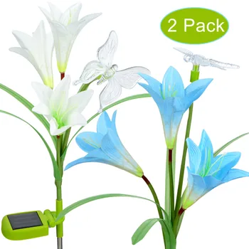 

2pcs/set Solor Powered LED Light Lily Flower Butterfly Design Night Light for Home Garden Path Yard Wedding Festival Decor Lamp