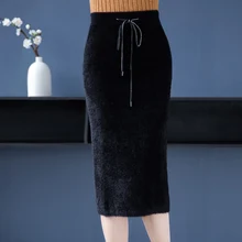 Брендовые юбки осень зима женские юбки Новые темпераментные OL Commuter однотонные тонкие юбки с поясом с разрезом сзади на один шаг юбки для женщин