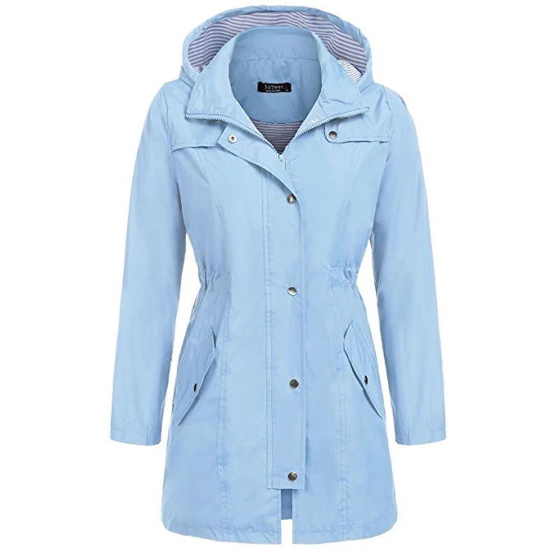 

Autumn and winter new casual waterproof clothing waist long hooded jacket quality women's outdoor 6 color coats women