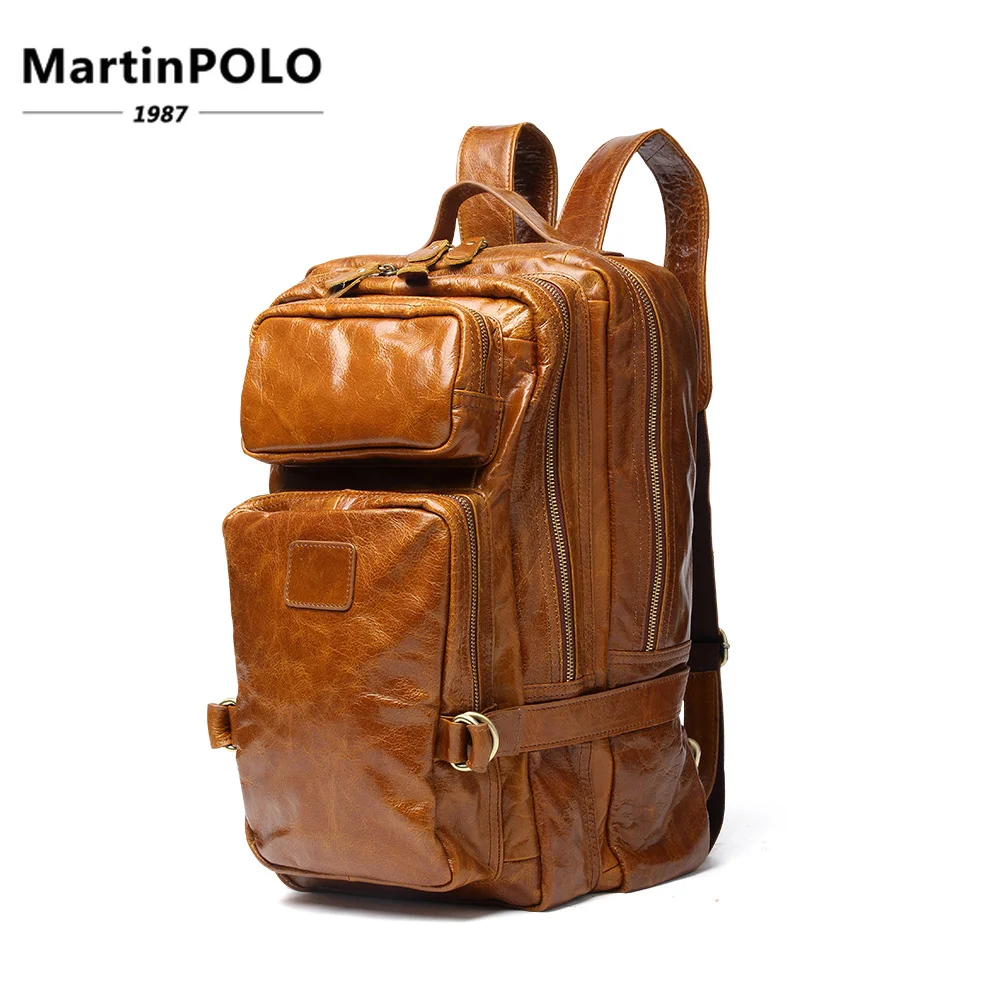 

Multifunctional Genuine Leather Backpack Men Backpack Fashion Male School Backpack Travel Bag Large Leather Rucksack Big 8856