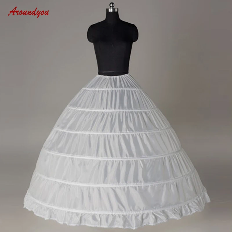 Black or White 6 Hoops Petticoat for Ball Gown Wedding Dress Woman Underskirt Tulle Pettycoat Crinoline Hoop Skirt