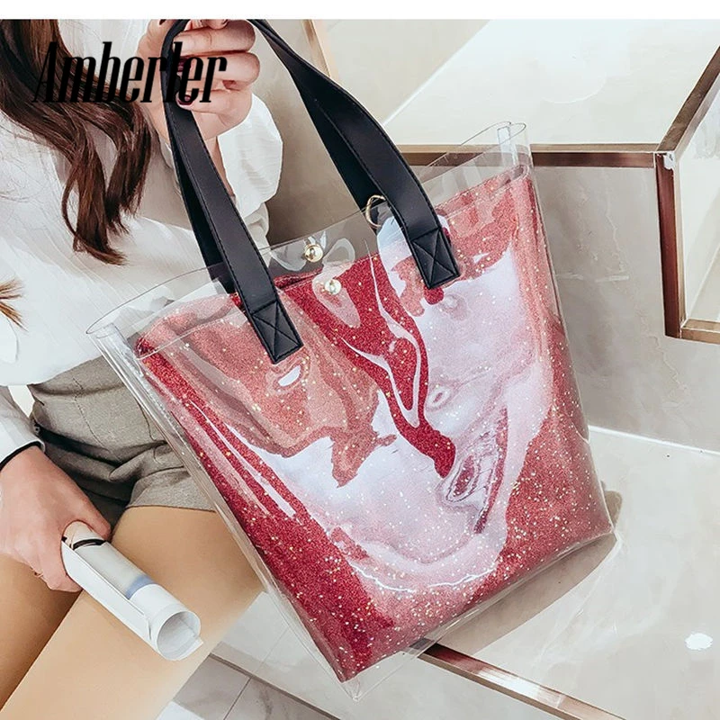 

Amberler PVC Handbags Women Shoulder Travel Bag High Quality Fashion Ladies Large Capacity Crossbody Bags For Women Bag Female