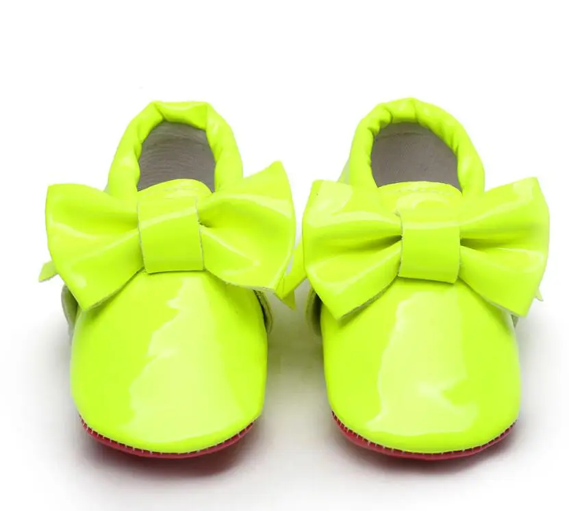 

Red bottom Patent PU Leather tassel baby moccasins Big Bowknot First Walkers infant baby girls boys shoes for 0-6 6-12 12-18M