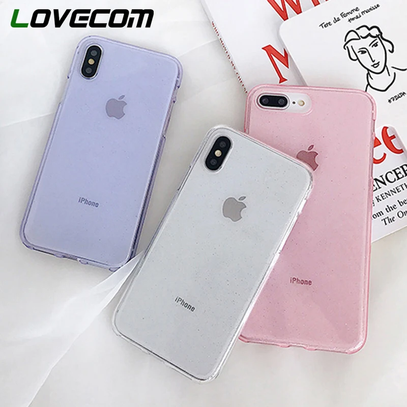 

LOVECOM Ultra-thin Glitter Clear Transparent Phone Case For iPhone XR X XS Max 5S SE 6 6S 7 8 Plus Soft Shockproof Phone Cover