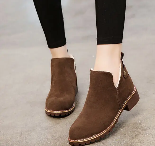 

2019Basic Booties shoes Women Shoes Fur Boots Winter Female Rubber Chelsea Boots Hot Sale Brown/Black High heel Boots for Women