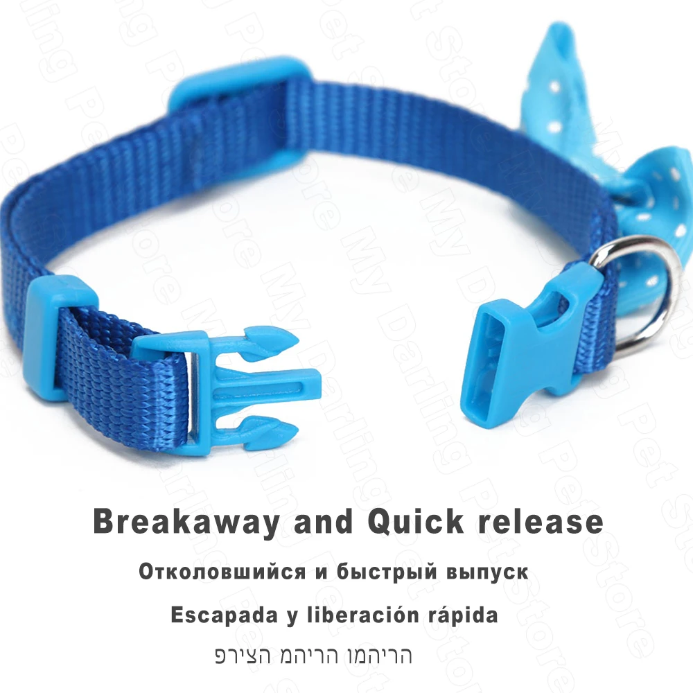 Cat-Dog-Collars-for-Small-Pets-Quick-release-Adjustable-Cat-Collars-Blue-Spotted-Nylon-Dog-Collar (4)