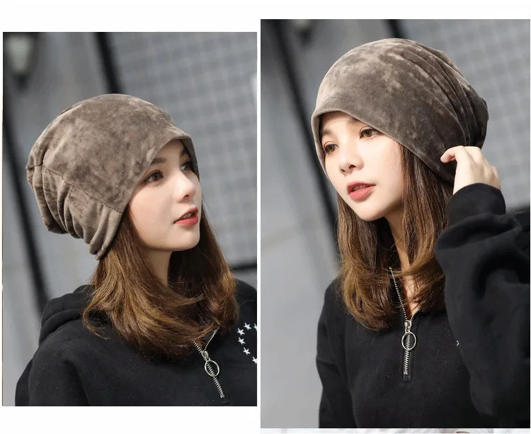 Autumn And Winter New Pattern Lint Head Cap Korean Solid Heap Hat Concise Leisure Time Earmuffs Baotou Confinement Hat