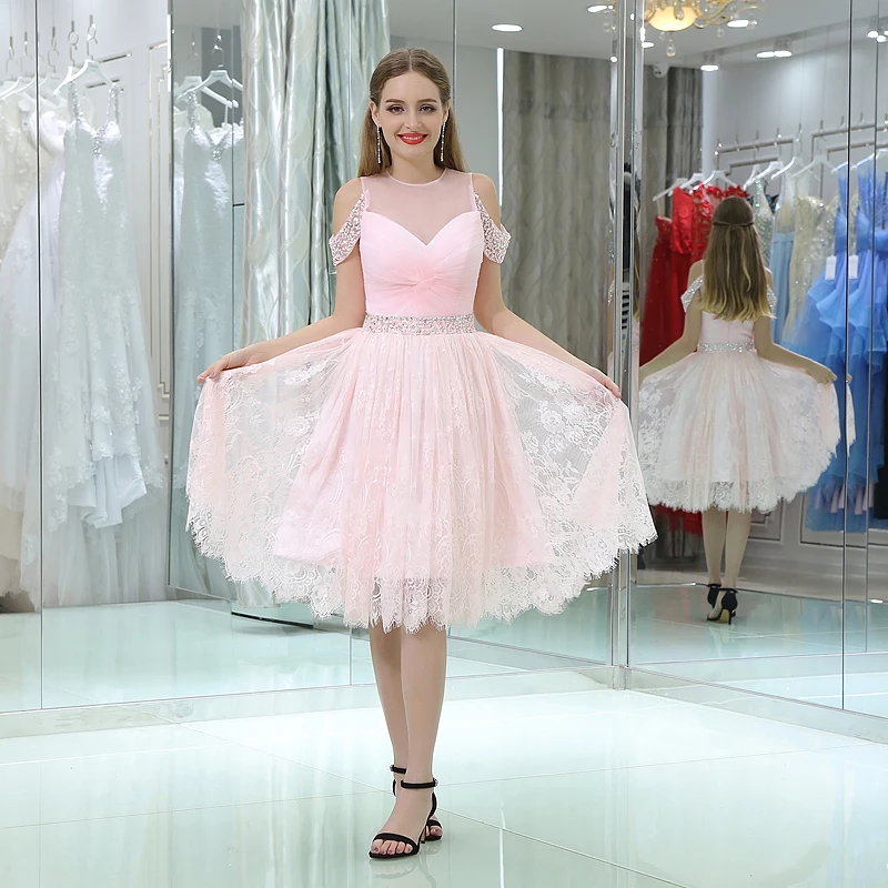 Forevergracedress розовое короткое платье для выпускного вечера Иллюзия Средства ухода за кожей шеи бисером Кружево Homecoming коктейль платье плюс