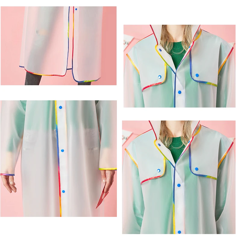 13..2018 Cheap to carry Fashion soft transparent Adult Plastic Thick Rainwear Unisex Woman men Waterproof Long Raincoats 