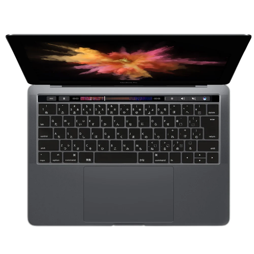 Ключ кожи для / MacBook Pro retina 13 15 дюймов с сенсорной панелью JIS японская версия градиентный Радужный цвет клавиатура крышка - Цвет: Black