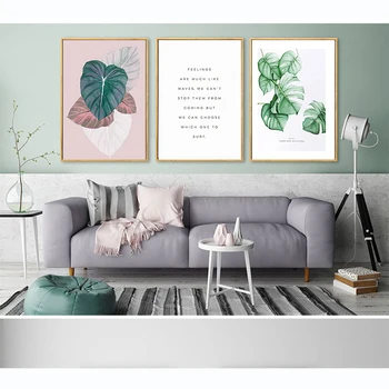 

WANGART Watercolor Tropical Leaf Nordic Posters Canvas Painting Print Quote Wall Art Pictures For Living Room Home Deco jy713