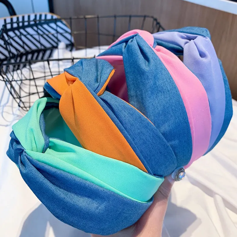 

Sale 1pc Women Wide Cross Bowknot Headband Stretch Color matching Hairband Elastic Hair Band Turban Hoop