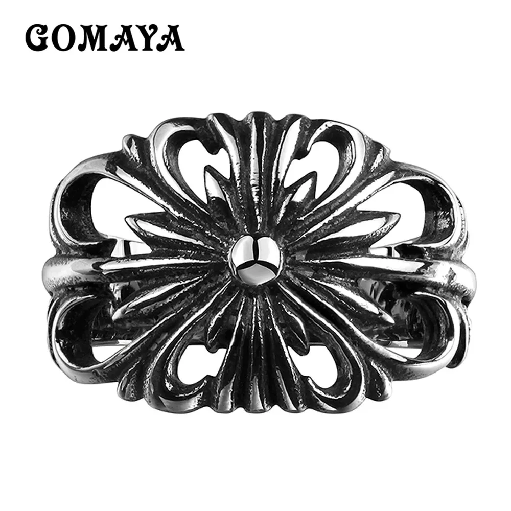 

GOMAYA 316L Stainless Steel Ring for Men and Women Wholesale Top Quality Men Ring Fashion Punk Rocker Figure Jewelry Unisex