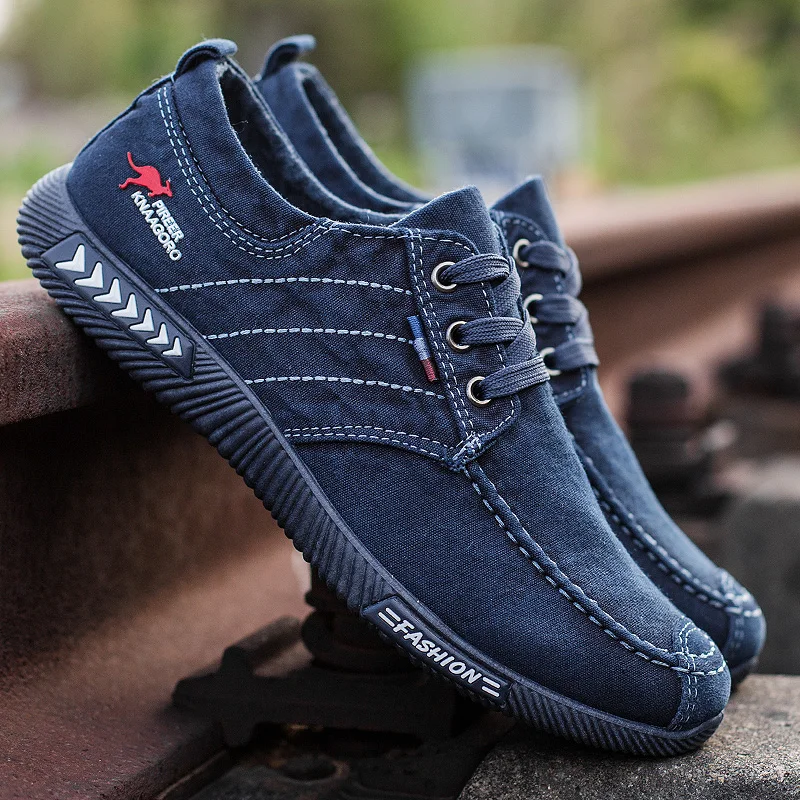 NOSSICA Fashion Denim Men Canvas Casual Shoes Male Summer Mens Sneakers Slip On Breathable Shoes Loafers Chaussure Homme Black