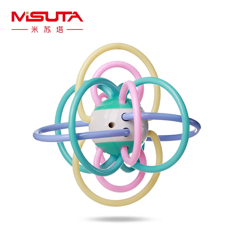 

Baby Tooth Bite Ball Teething Teether Kids Bell Rattle Grasping Toy Teething Massager Manhattan Ball