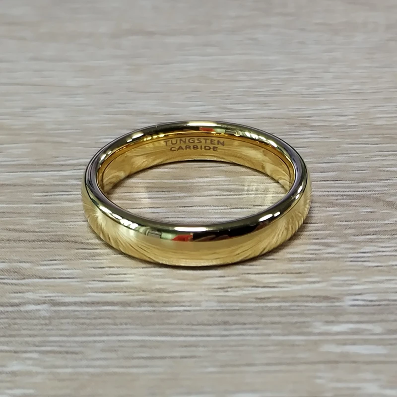 Женское кольцо из карбида вольфрама золотого цвета шириной 4 мм|tungsten carbide|gold colorring