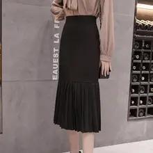 Высокая Талия шифоновое макси юбки женские новые элегантные тонкая складчатая юбка женский лоскутное длинным saia для работы jupe DC57