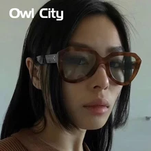 Owl City Vintage Women Sunglasses Triangle Black Ladies Sunglass Retro Men Eyewear Gradient Lens Cat Eye Sun Glasses UV400