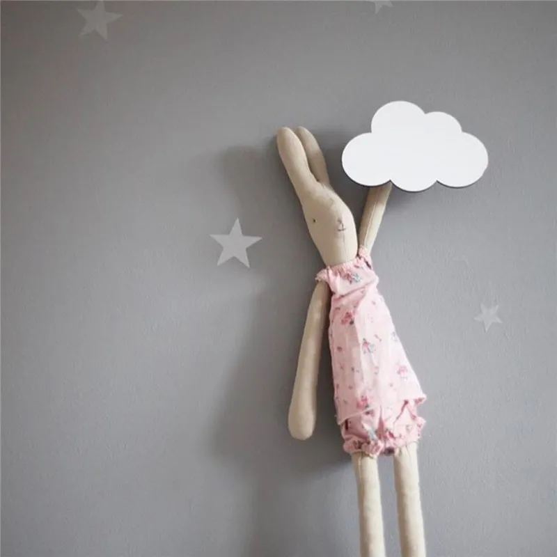 

Popular DIY Wooden Hanger Rabbit/Beard/Cloud Wall-mounted Hooks Wall Decoration Kids Room Supplies