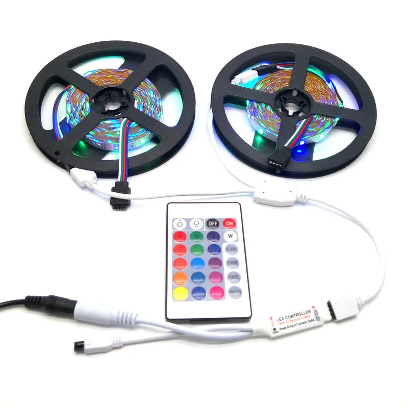 10 м SMD 3528 RGB светодиодные полосы набор+ 24Key ИК контроллер+ 12 В 3A адаптер питания