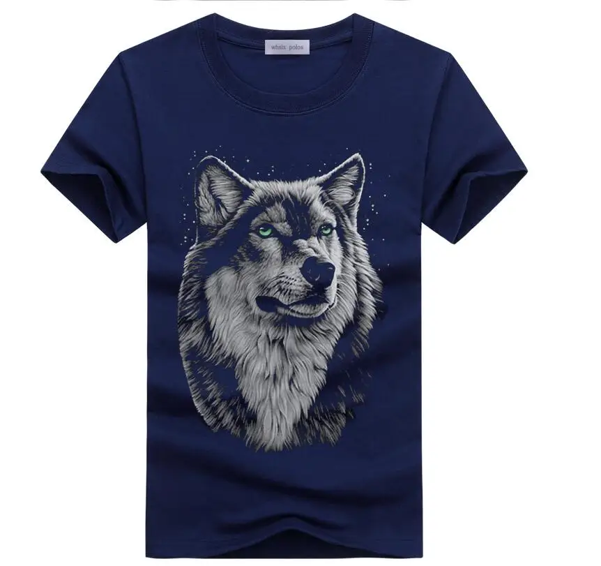 

Men's clothing T-Shirt White T shirt Casual Cotton Wolf Printed Cartoon Short Sleeve Tee Shirt Men Brand Tee shirt 5XL