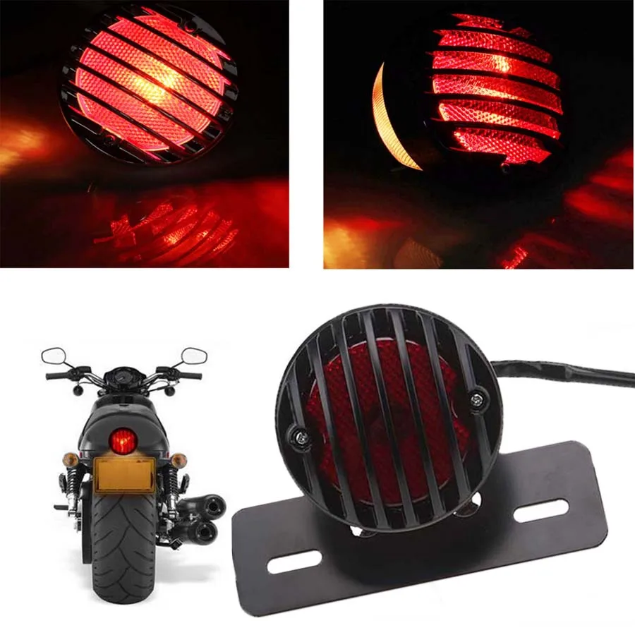 

Motorcycle Lights Middle Mount Tail Light License Plate Bracket Red Light For Harley Chopper Bobber Sportster Taillight Scooter