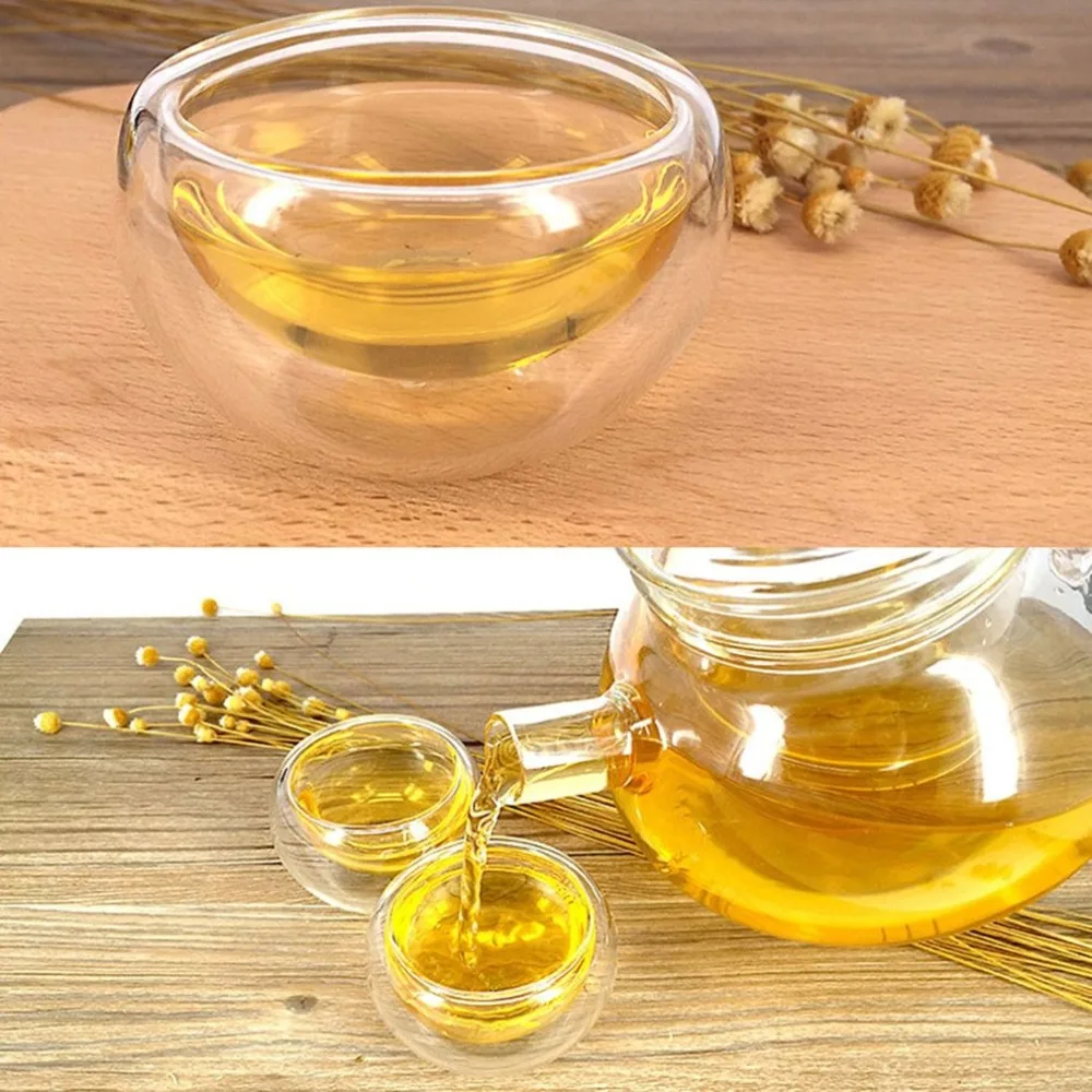 

50ML Heat-resistant Double Layers Glass Tea Cup Wine Coffee Mug Glassware Transparent Drinkware For Home Coffee House
