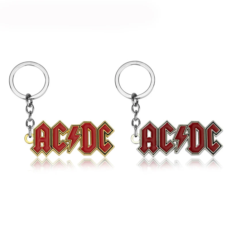 

MQCHUN Hot Music Band AC/DC ACDC Red Logo Keychains Metal Pendant Keyring Key chain For Women Men Fans Accessories Gift