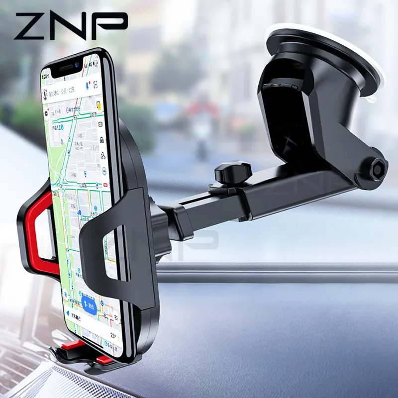 

ZNP Car Phone Holder For iPhone XS MAX XR X for Samsung 360 Rotate Dashboard Windshield Car Mount Mobile Holder For Phone Stand