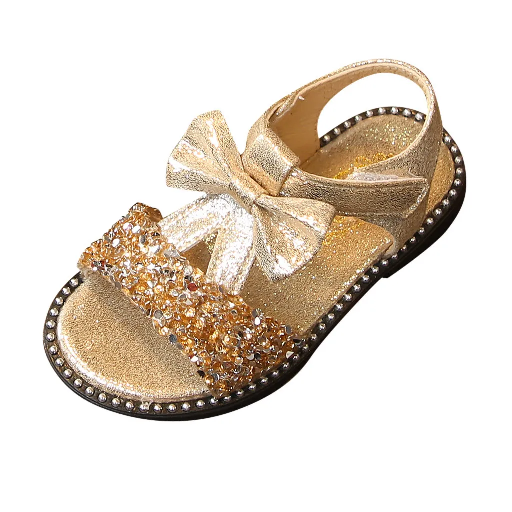 Высококачественная Нескользящая детская обувь для девочек; детская обувь с бантом и блестками для маленьких девочек; однотонная обувь для принцессы сандалии;#3