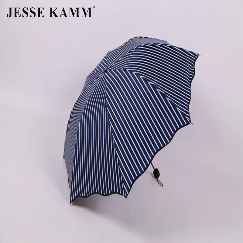 JESSE KAMM высокое качество 190T ручной узор Тройной Складной Солнце brolly lady sun tan винил 8