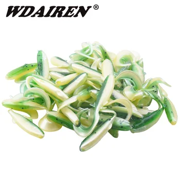 

50pcs/lot silicone tail worm soft bait fishing lure 47mm 1g wobblers Worms Artificial Rubber carp Bass Lures fishing takcle