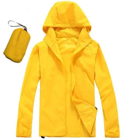 Мужские и женские быстросохнущие куртки для кемпинга, походные мужские и женские куртки, водонепроницаемые отражающие ультрафиолетовое излучение покрытия, уличная спортивная брендовая одежда HJ001 - Цвет: Yellow