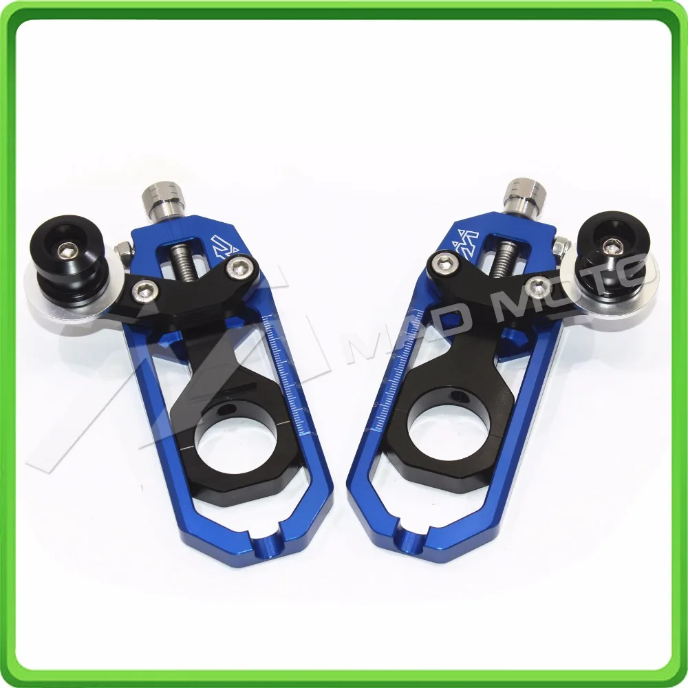 Aluminum motorcycle Chain Tensioner Adjuster with spool fit for YAMAHA R1 YZF R1 2004 2005 YZF-R1 04 05 blue&black (2)