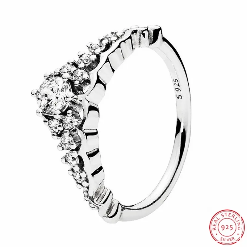 

New Design Pretty Royal CROWN Connection Fairytale Tiara Rings for Women in 925 Sterling Silver with Clear Cubic Zirconia FLR129