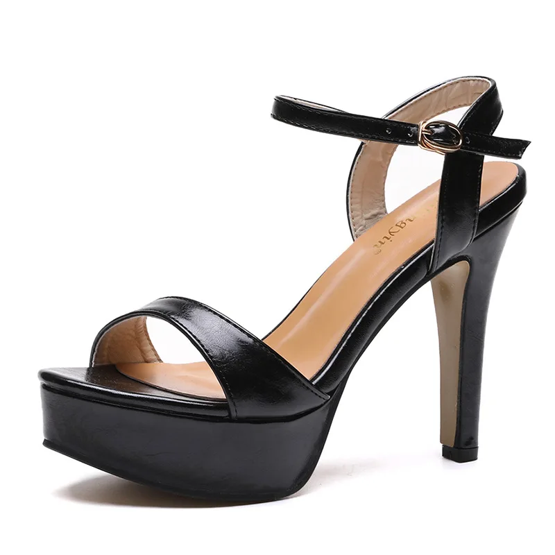 LTARTA/туфли на высоком каблуке; коллекция года; сезон весна; женская обувь из лака; модельные водонепроницаемые сандалии на платформе с пряжкой; женские DF-8122-16 - Color: black