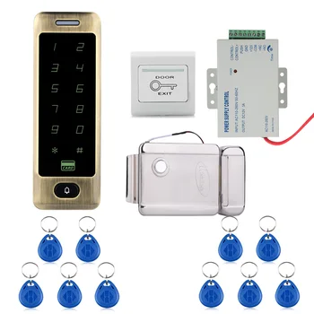 

Mountainone Waterproof Metal Touch 8000 Users Door RFID Access Control Keypad Case Reader Electric Door Lock + 10 access cards