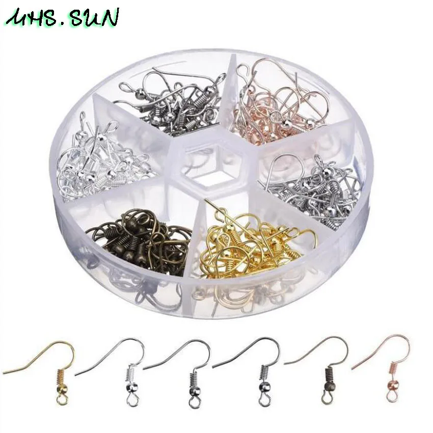 

MHS.SUN Mixed 6 Color Ear Hooks Clasp Wires Hooks Earrings Box Kits For DIY Jewelry Findings Components Accessories