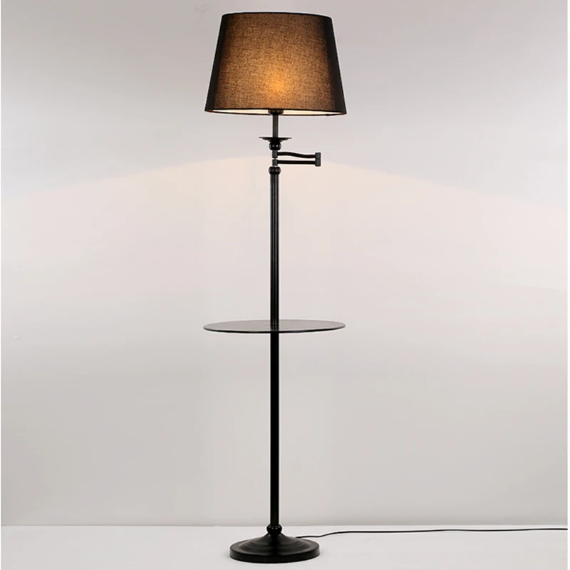 Современный минималистичный светодиодный фонарь с настольным Мути-функциональным черным металлическим корпусом из ткани, стоящая лампа для гостиной, освещение для чтения