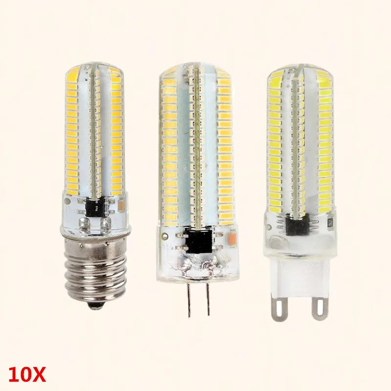 

10X G4 LED Dimmable 3014 SMD 152leds G9 Corn Bulb Light Silicone Lamp E17 Chandelier AC 110V 220V Crystal Light Source lighting
