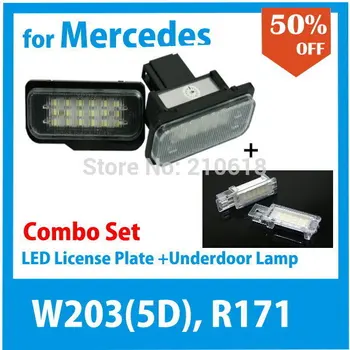 

SD MOTOR Free shipping LED License Plate Lamp Under door light for Mercedes W203 Wagon 5 door R171 Coupe