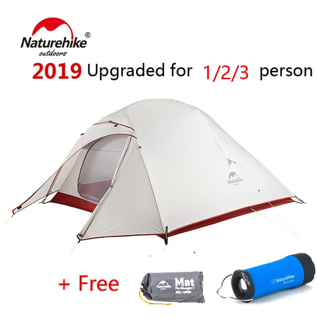 Best Price Naturehike Upgraded Cloud Up 1 2 3 Ultralight Tent Free Standing 20D Fabric 1-3 Person Camping Tents With free Mat 