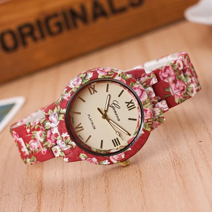 Новые модные женские часы с цветочным принтом Geneva, керамические стильные часы, аналоговые кварцевые наручные часы relogio feminino - Цвет: 3